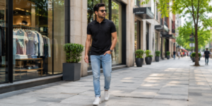 black polo shirt
